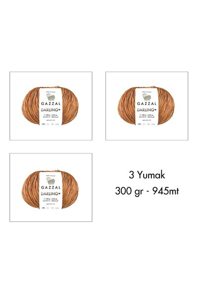 Gazzal Darling 563 100% Viskon El Örgü İpliği, 3 Yumak, Resmi Satış Mağazası