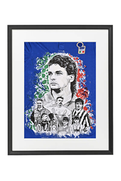 Boomah Accessories Roberto Baggio Italy Jersey Art Poster with Frame 50x40cm