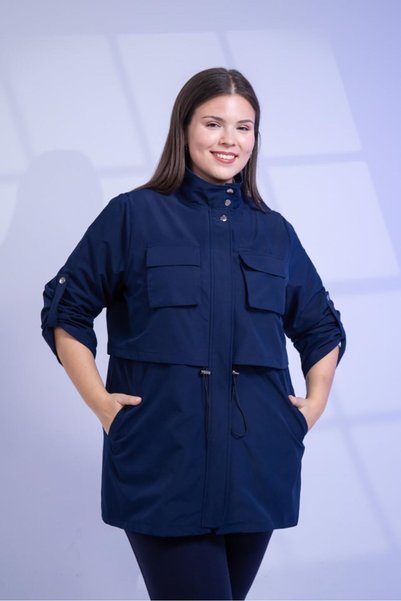 Roxxlen Jachetă trench de damă, mărime mare, cu buzunare