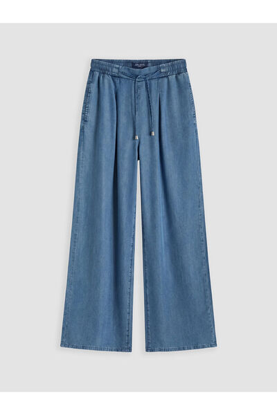 LC Waikiki Nevavm Wideleg Fit Women's Jean Trousers with Elastic Waist and Di...