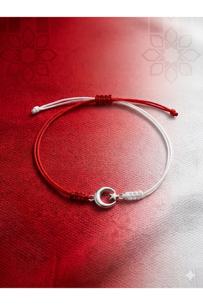 asal takı National Team Moon Star Fan Bracelet Red and White Adjustable Cord ...