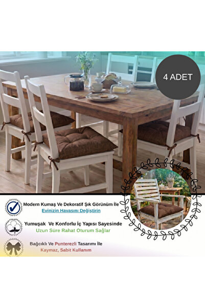 Bhomesconcept 4 Adet - 40x40 Cm Lüks Süet Dokulu Kahverengi Sandalye Minderi ...