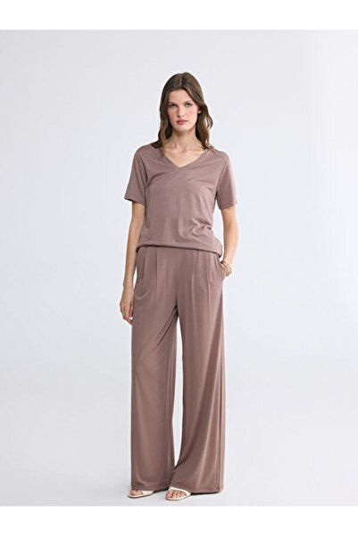 LC Waikiki Rmz Gi̇yi̇m Farkiyla Women's Wide Leg Pants with Waist Cord