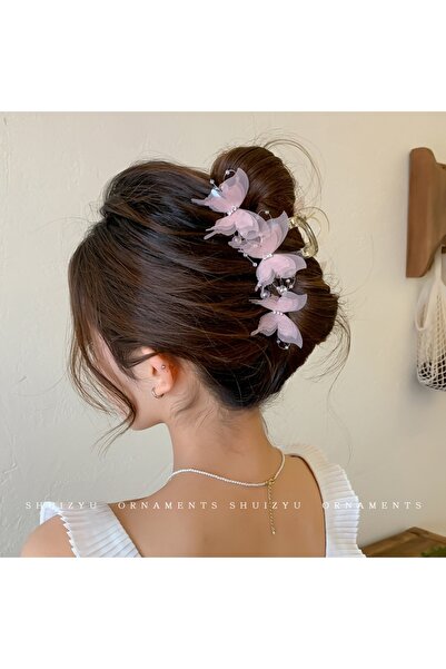 Glamluxe Women's Pink Tulle Butterfly Detailed Oversized Buckle with Pearls -...