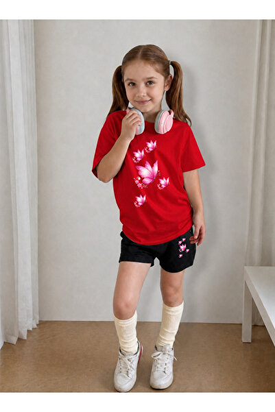LORVEX Girl's T-Shirt and Shorts Set, Printed Cotton, Summer Casual Fit Combi...