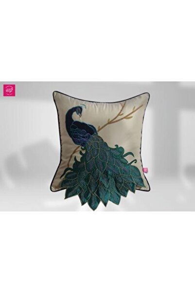rougi Royal Peacock Embroidered Cushion Cover