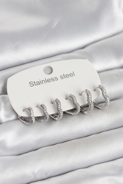 northcity n 316L Steel Silver Color 6-Piece Heart Shape Women's Earring Set -...