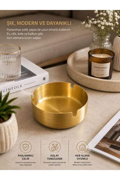 KEA Gold Metal Küllük 8 Cm – Modern Dekoratif Masa Küllüğü