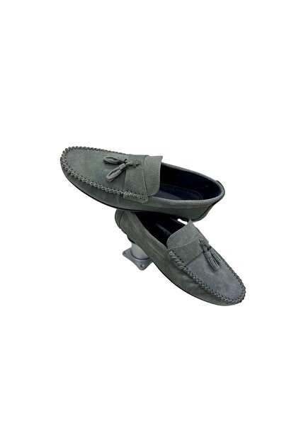 SULA Men's Tasseled Suede Gray Textile Lining Thermo Sole Shoes