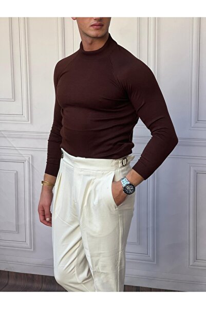 MODEFENDİ Slimfit Molded Cotton Knitwear Half Fisherman Knitwear Sweater