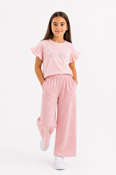 BABY SPORT Set de pantaloni largi cu imprimeu floral pentru fete, combinație ...