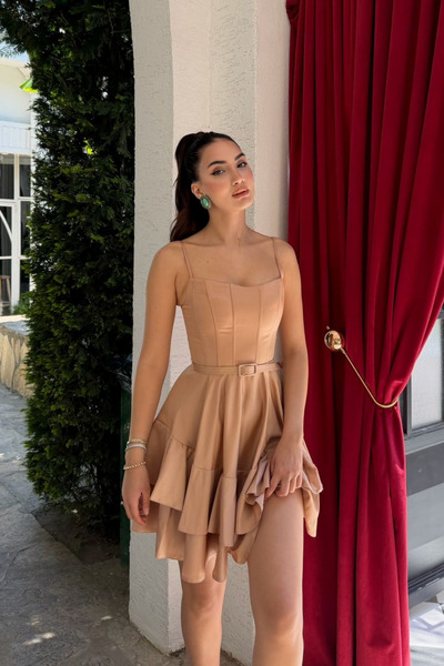 Sindimoda İlgi Kemer Detay Mini Askılı Elbise 2004