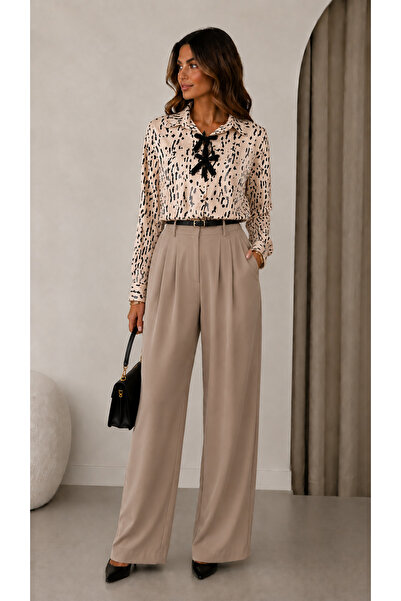 Get Crazy Women's Satin Zebra Patterned Belted Shirt