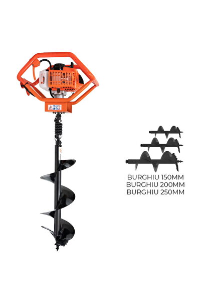 RURIS Foreză de pământ pe benzină TT14, 3 CP, 68 CC, motor în 2 timpi, motor ...
