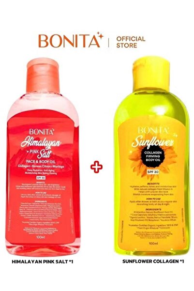 BONİTA Sunflower Collagen Firming Body Oil SPF 30 100ml & Himalayan Pink Salt...