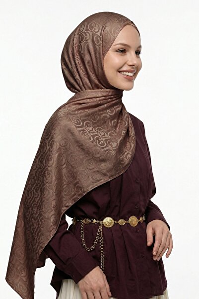 InStyle G Pattern Light Brown Jacquard Cotton Shawl