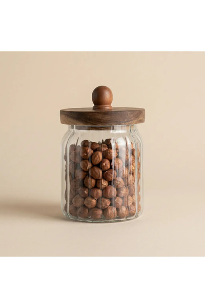 ELZEY HOME Acacia Lid Borosilicate Glass Jar (600ml)