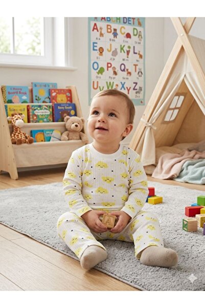 anne dokunuşu gibi KUZUM BEBE %100 Pamuklu Desenli Milano Bebek ve Çocuk Pijama Takımı Not:Bir beden büyük tercih ediniz.