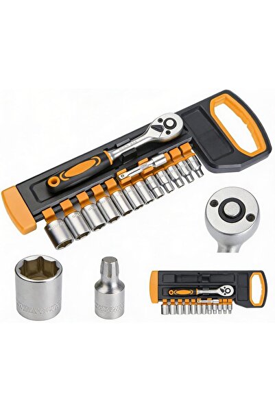 TOLSEN 12 Piece 1/2 Inch Drive Ratchet and Socket Set Chrome Vanadium Steel Fastening Tool Kit