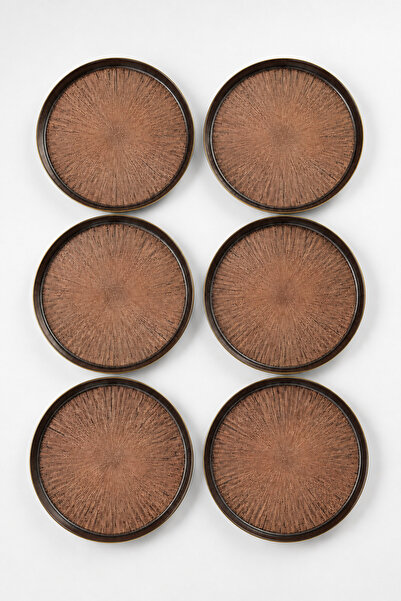Sudedi Home Brown Sparkling Glass Cake Plate with 6 Gold Edges -