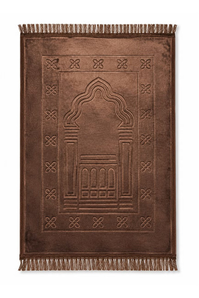 Tala Luxury Velvet Prayer Rug with Embossed Pattern | Elegant Islamic Desig...