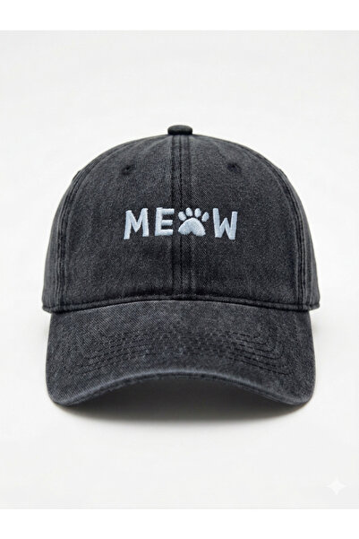 CAP BROS Meow Embroidered Washable Hat Cap