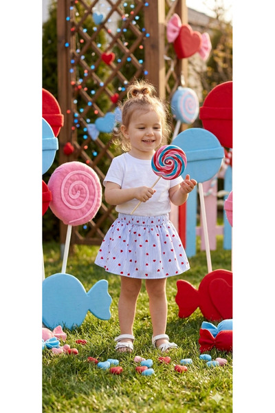 miccolatte for you tiny heart Baby and Girls' Patterned Poplin Skirt with Ela...