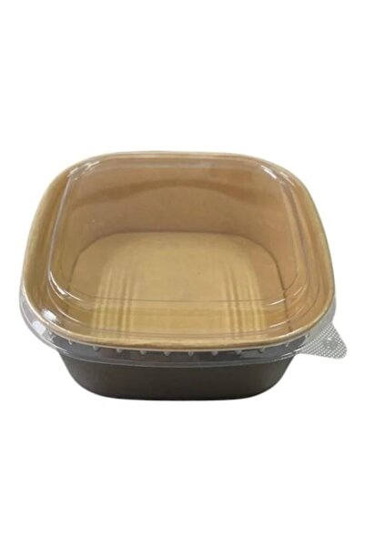 OEM Square kraft salad bowl interior - black exterior, 750 ml, 50 pcs/set