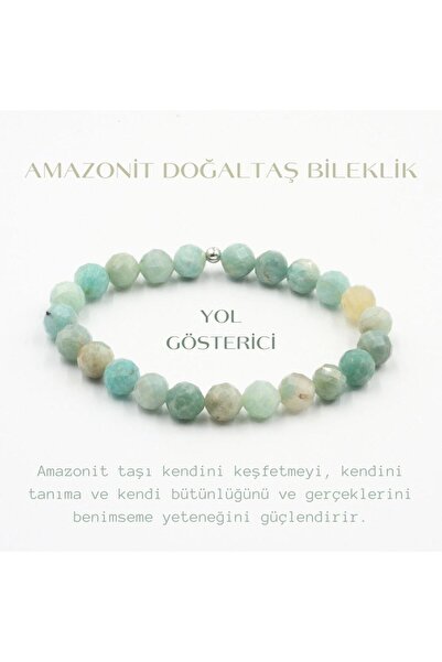 Zodyak Doğal Taş Şifalı Doğaltaş Bileklik | Amazonit Doğaltaş Sertifikalı 8 M...