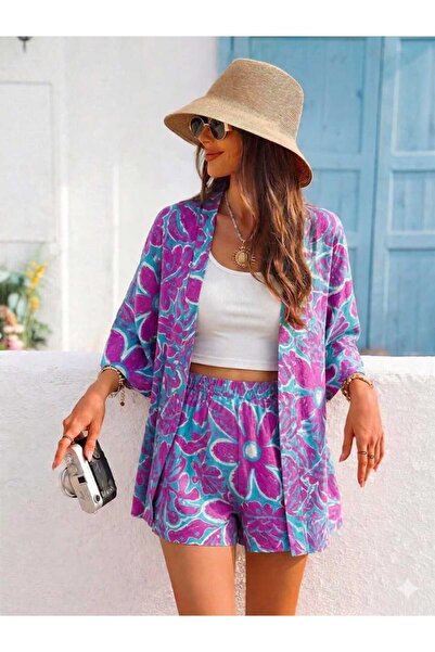 Butik MODA KADIN KİMONO ŞORT TAKIM