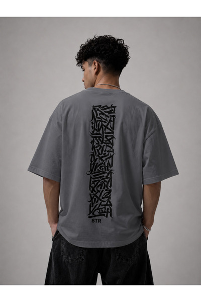 Nulivez Minimal Tribal Text Printed Oversize Unisex T-Shirt – Streetwear Graf...