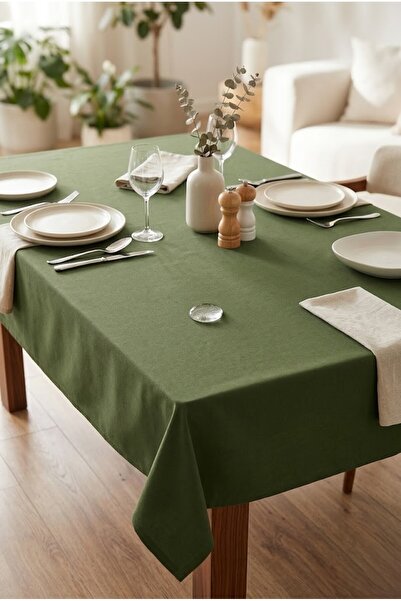 Rona Home Green Water Repellent Stain-Resistant Tablecloth – Stylish Linen-Te...