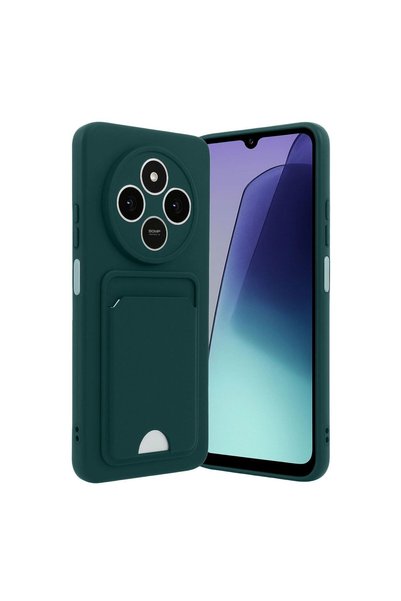 OEM Xiaomi Redmi 14C Kelvin Silicone with Business Card Holder - Dark Green