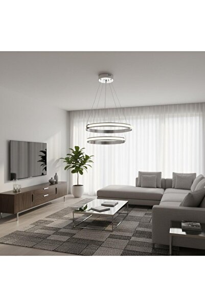 Elizim Home Lighting Artemis Lüx Kaliteli 2 Katlı Ledli Krom Sarkıt Avize