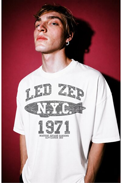 Fuddy Moda Tricou unisex supradimensionat Led Zep 1971 Led Zeppelin cu imprim...