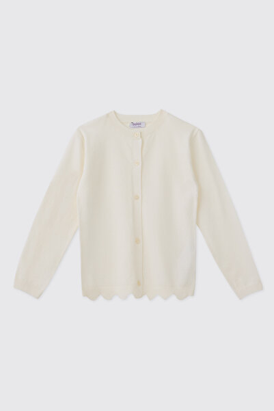 Panço Girl's Long Sleeve Ecru Cardigan