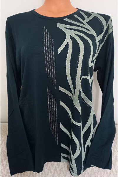 Anne Er Clothing Combed Cotton Blouse Crew Neck Long Sleeve with Stones and P...