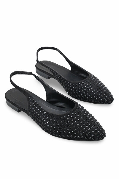 Bak Store Pantofi de damă din piele intoarsa neagra Black Stone, cu varf ascu...