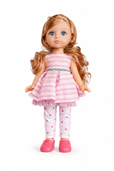 PinkBlue Fashion Doll 30 cm – Pink Dress, Expressive Eyes, Long Wavy Hair, Ro...