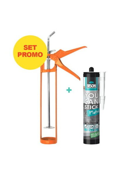 Bison Set promo You Can Stick adeziv MS polimer pentru piatra 440g + pistol
