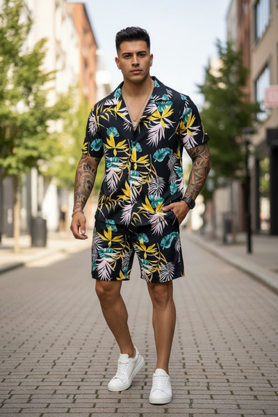 dehaine Summer set for men, shirt + shorts, men's short tracksuit 5501, set w...