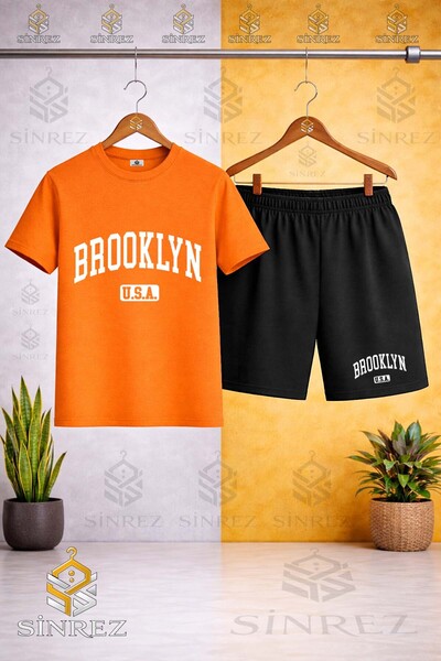 SİNREZ تي شيرت للأطفال برقبة دائرية مطبوع عليه BROOKLYN ALT USA باللون الأبيض...