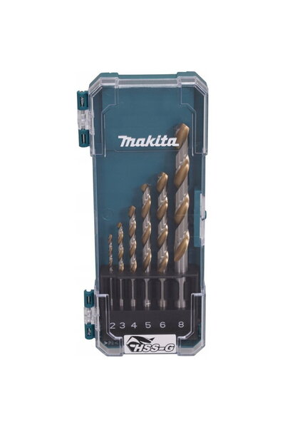 Makita D-77241 - Set burghie metal, HSS-G, 2-8 mm, tija cilindrica, 6 bucati