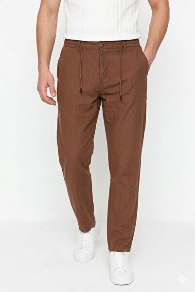 Mariposa Secret Men's Linen Pocket Trousers with Elastic Waist, Lace-Up Front...