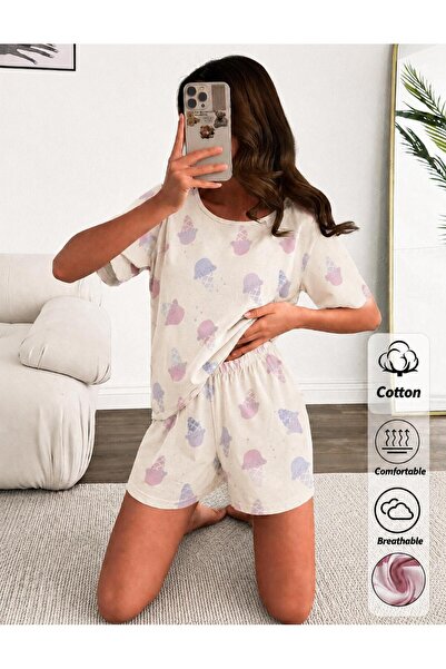 pinguiplus dondurma desenli şortlu pijama takımı