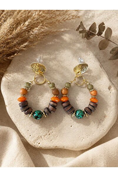 cleopatra takı aksesuar Tierra Handmade Wooden Detailed Bohemian Women's Dang...