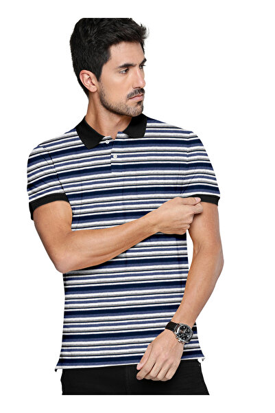 MI6 Cotton Blend- Stripes Polo T Shirt