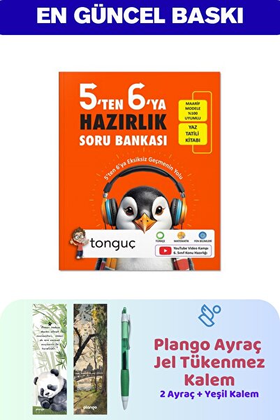 Tonguç Yayınları 5'ten 6'ya Hazırlık Kitabı - 2'li Ayraç + Yeşil Jel Kalem