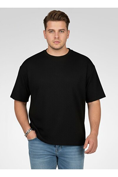 Rhyme Men Crew Neck Textured Short Sleeve T-Shirt, Black