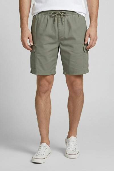 Threadbare Men Plain Cargo Shorts, Sage Green